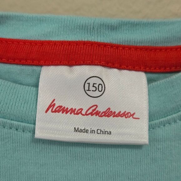 HANNA ANDEAndersson 150 Aqua Blue Tulle Skirt Dress Girls Size 12 Red Bow - Picture 5 of 11